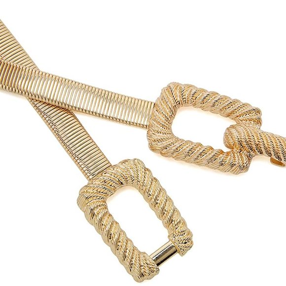 Women Skinny Gold Belt Metal Elastic Dress main image 7